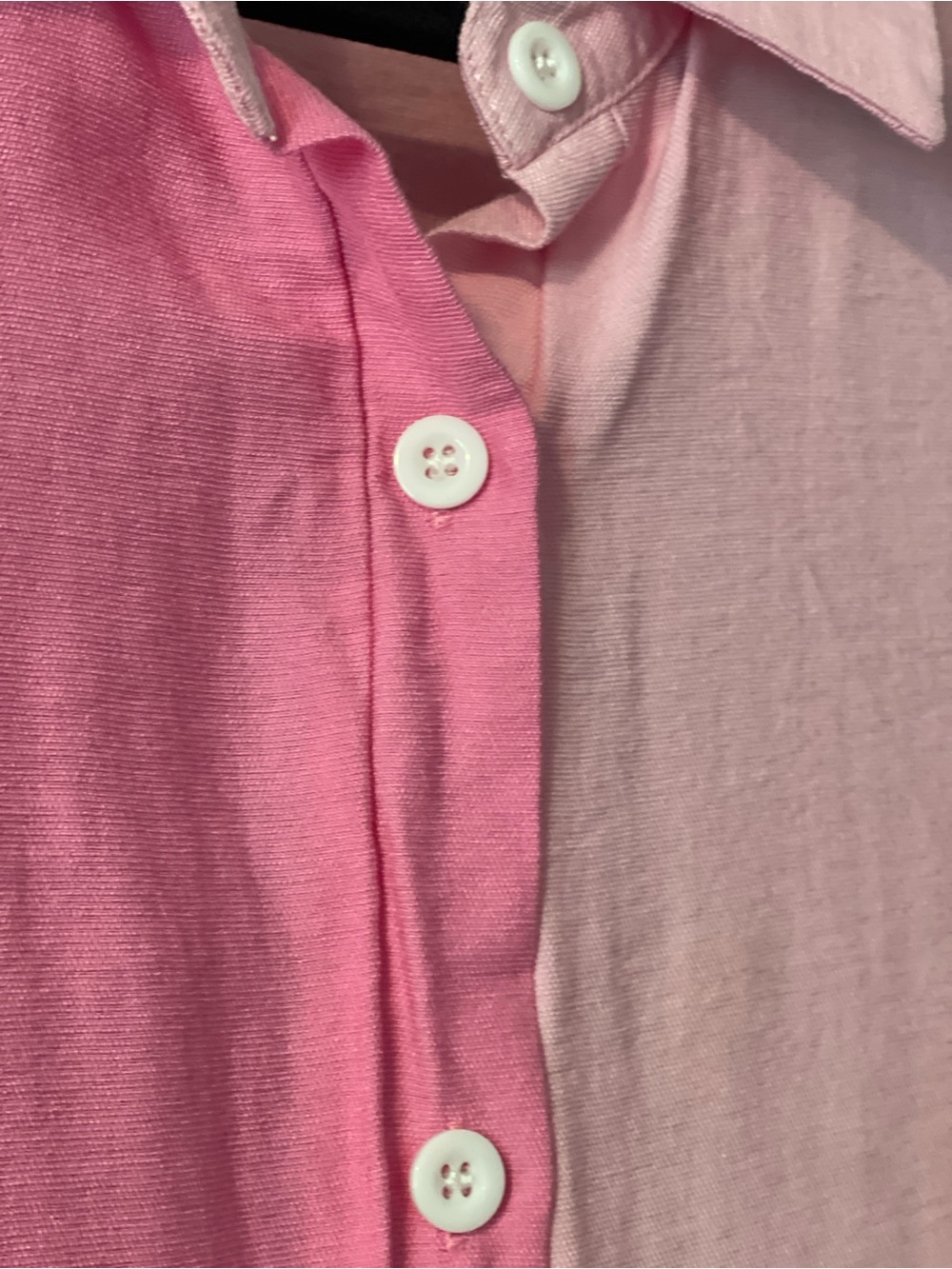 Two-Tone Pink Button-Front Tiered Dress Top - Picture 4 of 6